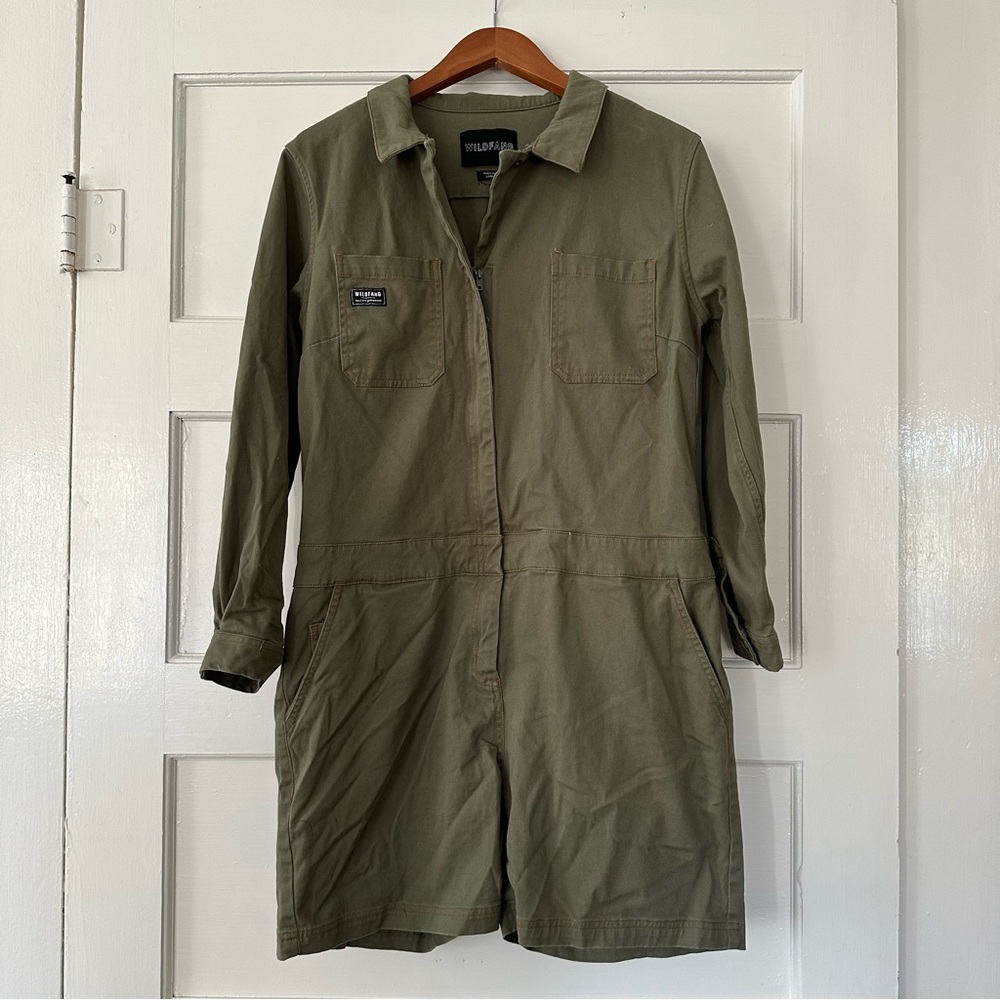 Wildfang Essential Long Sleeve Romper — Olive
